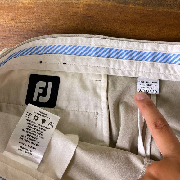 FootJoy FJ Men's Classic Fit Straight Stretch Khaki Tan Golf Pants Size 34x30 - Picture 5 of 8